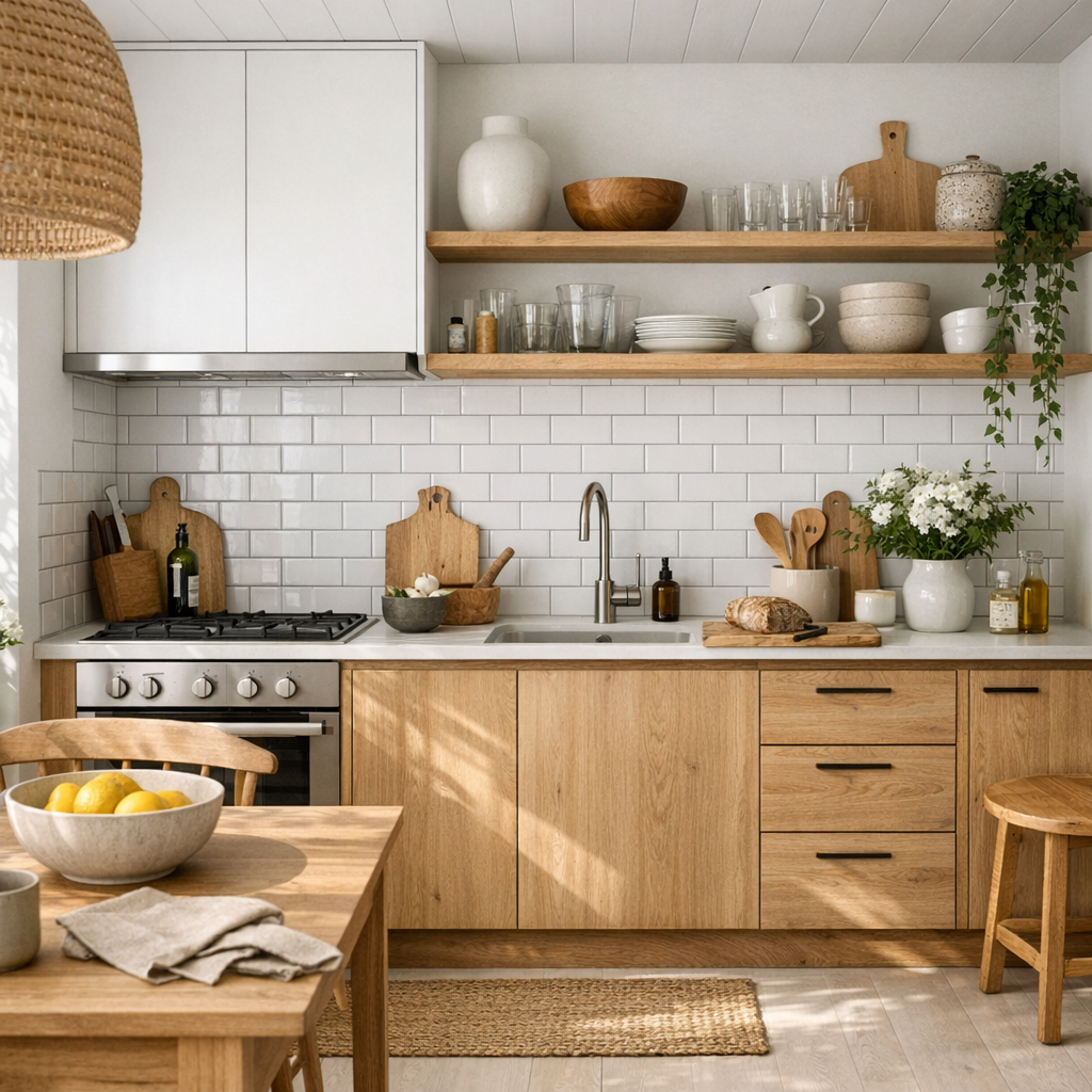 Realistic interior photo of a Scandinavian kitchen